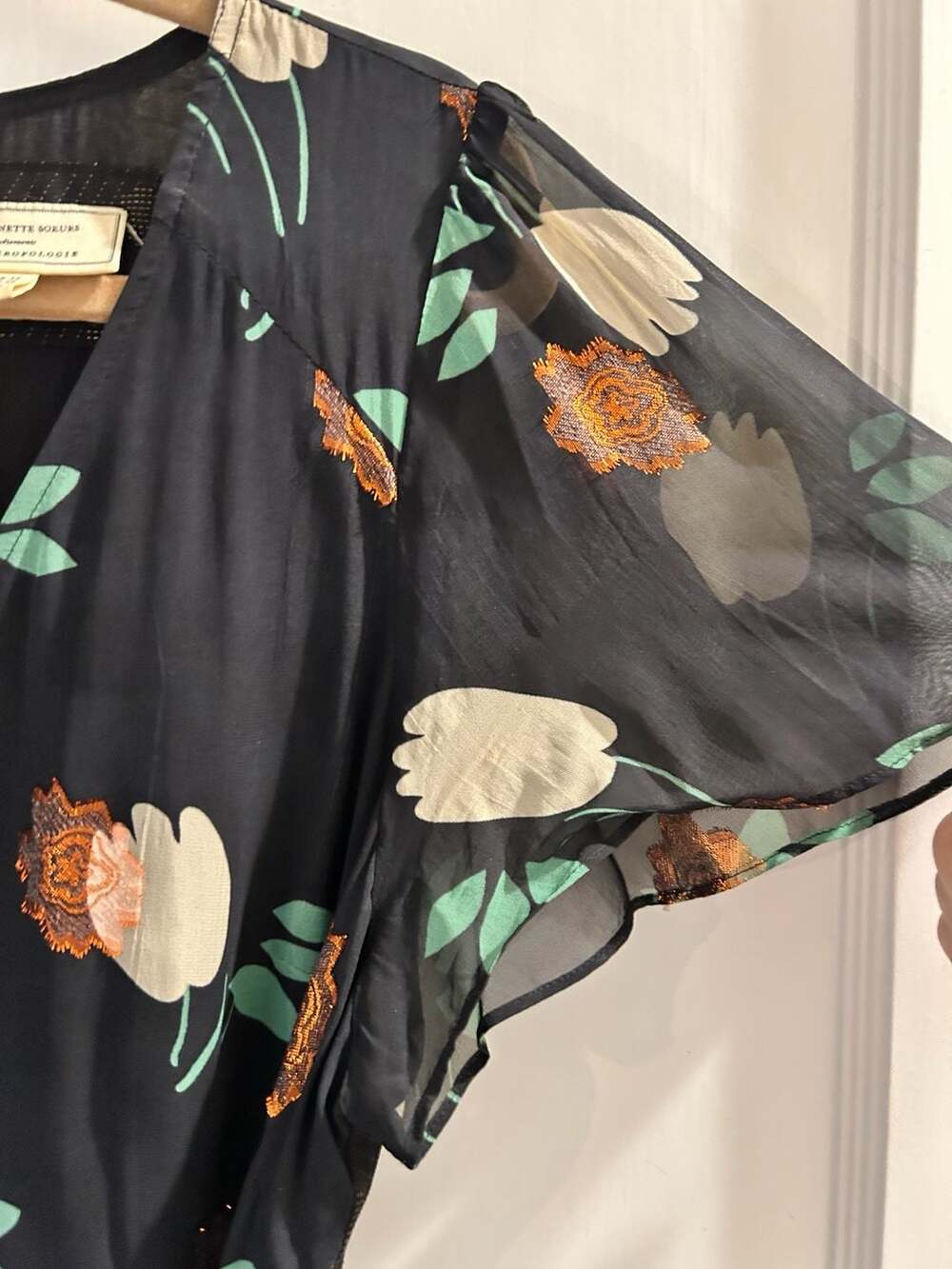 Moulinette Soeurs Anthropologie Ciao Bella Mixed Media Floral Lace Wrap Dress - Picture 10 of 16